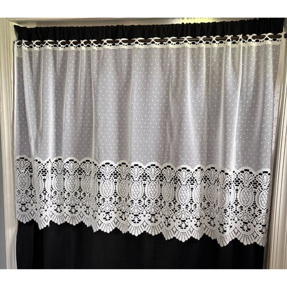 White Lace Valance Curtain 28"L X 60"W Polyester - Picture 8 of 10